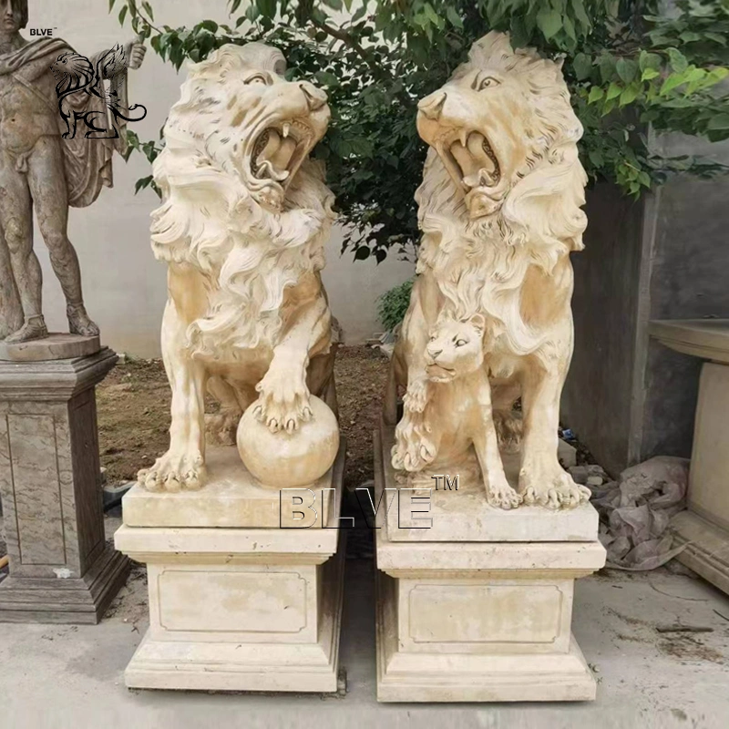 Large Life Size Outdoor Garden Antique Stone Marble Lion Statues Animal Sculpture Mold