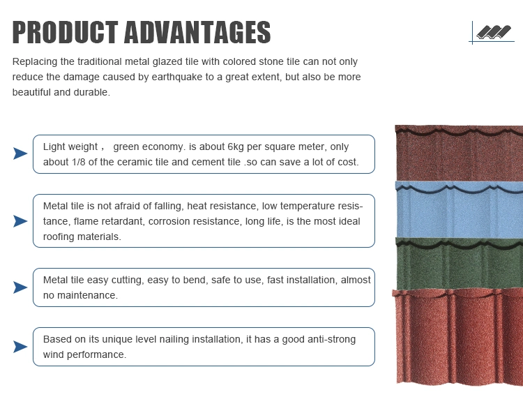 Colored Stone Roof Tile Thickened Antique Villa Roof Tile Metal Insulation Color Stone Tile