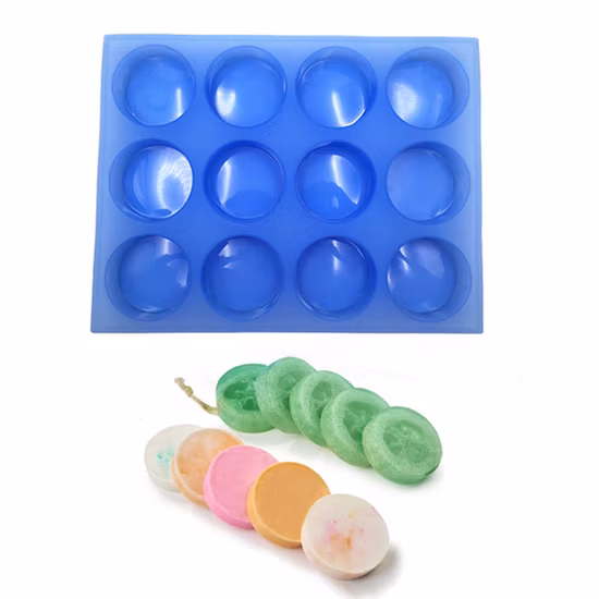 12 Cavities Round Silicone Soap Mold DIY Soap Dish Handmade Soap Maker Candle Mold
