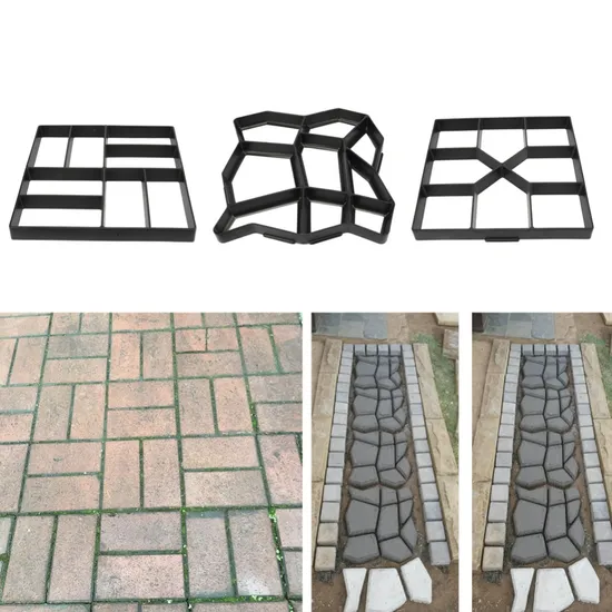 Plastic Path Maker Mold Reusable Concrete Cement Stone Brick Design DIY Manually Paving Paver Walk Mould Garden Building Tool 