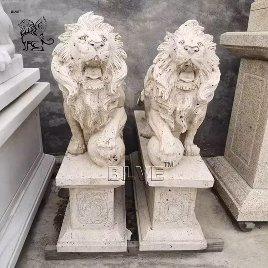 Large Life Size Outdoor Garden Antique Stone Marble Lion Statues Animal Sculpture Mold